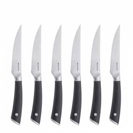 6-pieces steak knives with serrated blade Set in Gift box. - colour Black - finish Matt