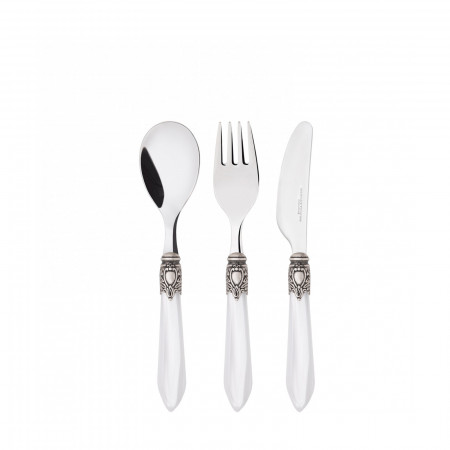 Baby cutlery set ( 3 pcs) - colour White - finish Nacreous