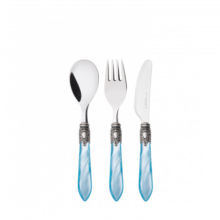 Baby cutlery set ( 3 pcs) - colour Light Blue - finish Nacreous