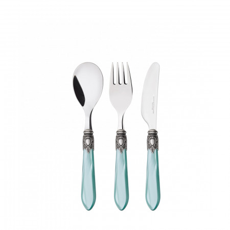 Baby cutlery set ( 3 pcs) - colour Aqua Green - finish Nacreous