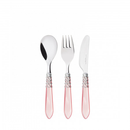 Baby cutlery set ( 3 pcs) - colour Pink - finish Nacreous