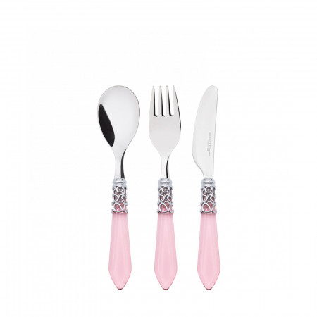 Baby cutlery set ( 3 pcs) - colour Pink - finish Transparent