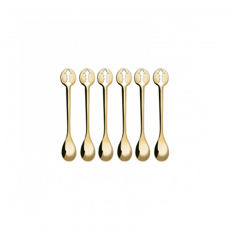 6-pieces Moka Spoons Set in Gift-box. - colour Gold - finish Gold-Plated 24 carat