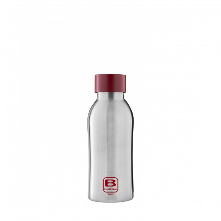 B Bottles TWIN 350 ml - colore Acciaio con tappo rosso - finitura Satinato