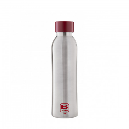 B Bottles TWIN 500 ml - colore Acciaio con tappo rosso - finitura Satinato