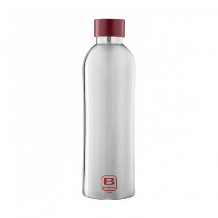 B Bottles TWIN 800 ml - colore Acciaio con tappo rosso - finitura Satinato