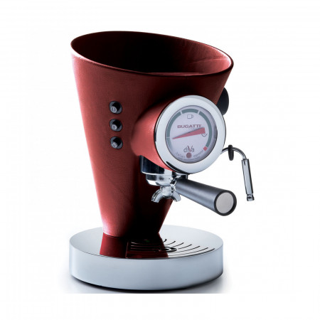 Espresso coffee machine - colour Red - finish Leather