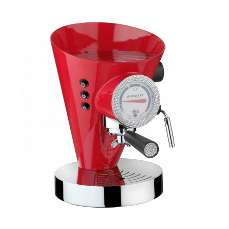Espresso coffee machine - colour Red - finish Details of light