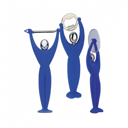 Gym set: peeler, bottle opener, pizza cutter - colour Blue - finish Matt