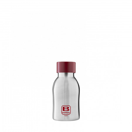 B Bottles TWIN 250 ml - colore Acciaio con tappo rosso - finitura Satinato