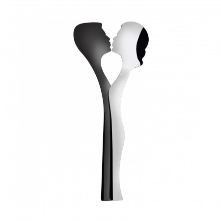 2-pieces Salad Set in Gift-box - colour Steel and Black - finish PVD Finishing