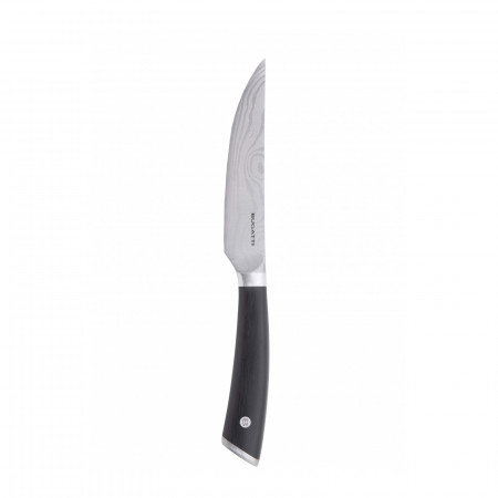 Steak knife with flat damask blade - colour Black - finish Matt