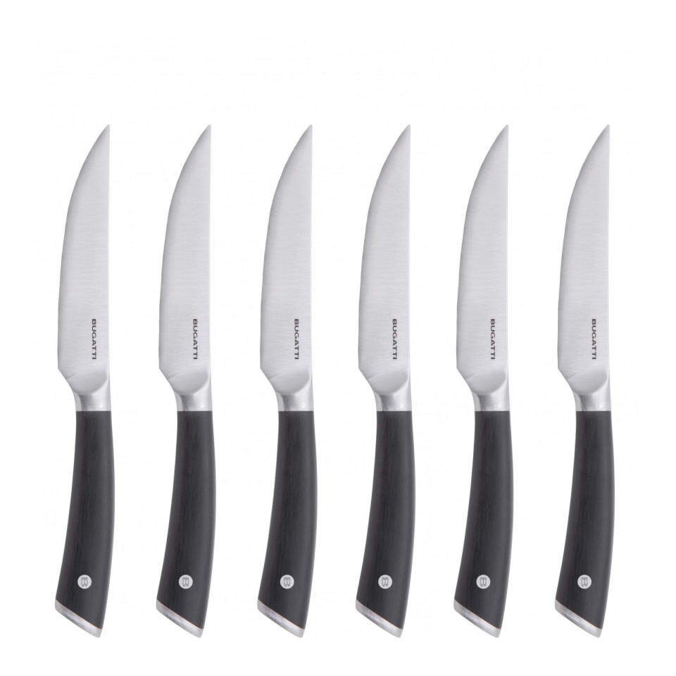Auberge - 6-pieces steak knives with flat blade Set in Gift box.