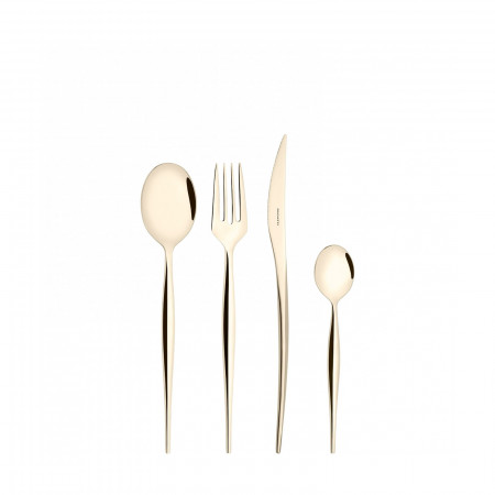 16-pieces Set in window box - colour Champagne - finish PVD Finishing