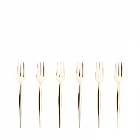 6-pieces Cake Forks Set in Gift-box - colour Champagne - finish PVD Finishing