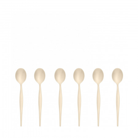 6-pieces Coffee Spoons Set in Gift-box - colour Champagne - finish Sandblasted PVD