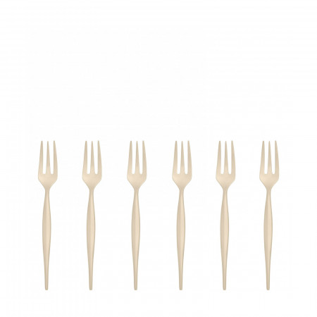 6-pieces Cake Forks Set in Gift-box - colour Champagne - finish Sandblasted PVD