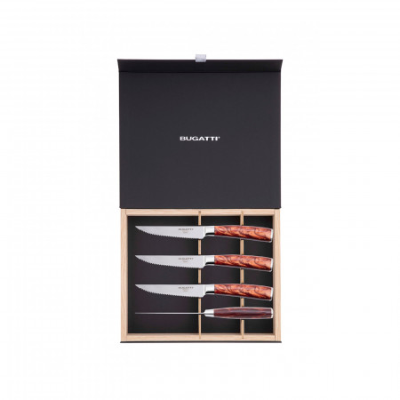 4-pieces steak knives with serrated blade Set in Gift box. - colour Steel - finish Glazed