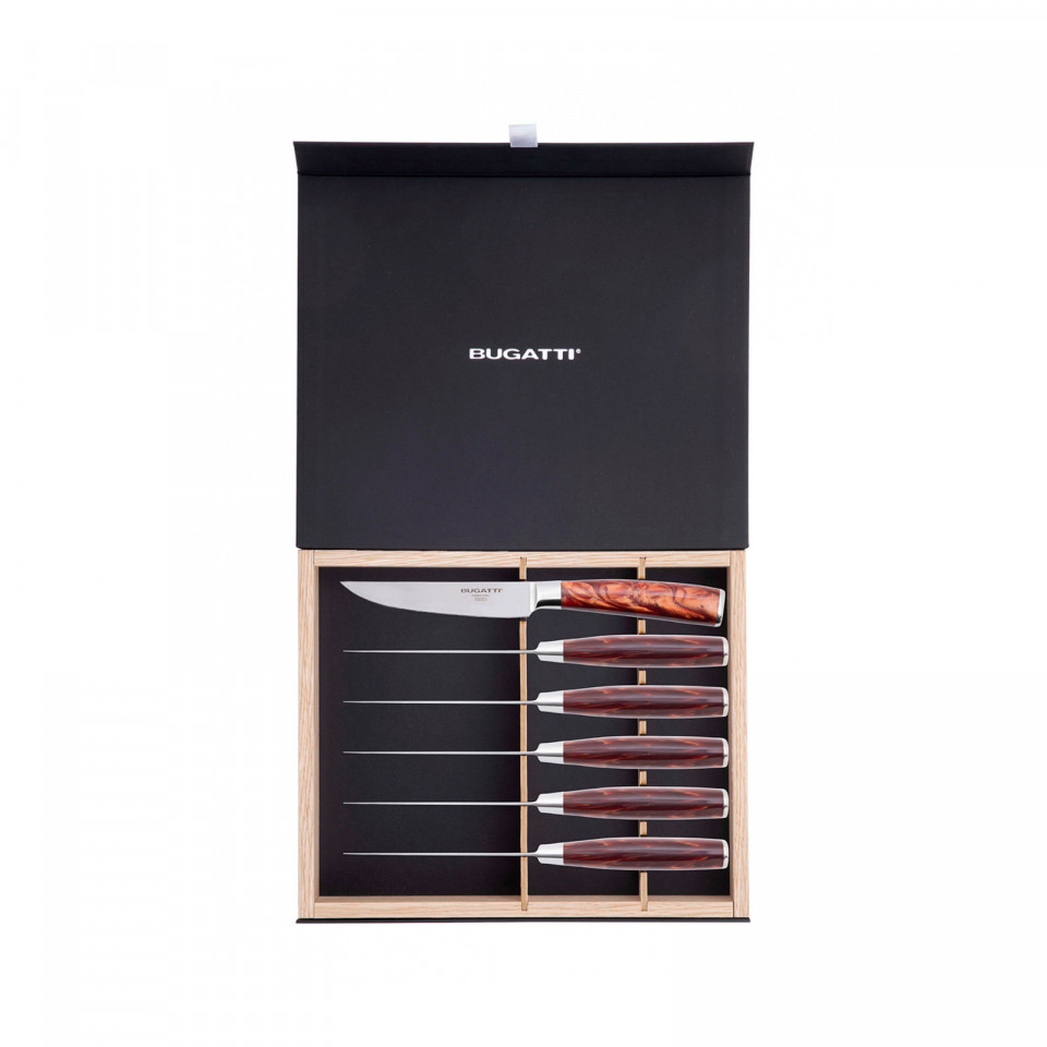 Brasserie - 6-pieces steak knives with serrated blade Set in Gift box.