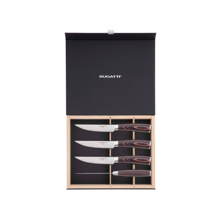 4-pieces steak knives with serrated blade Set in Gift box. - colour Steel - finish Glazed