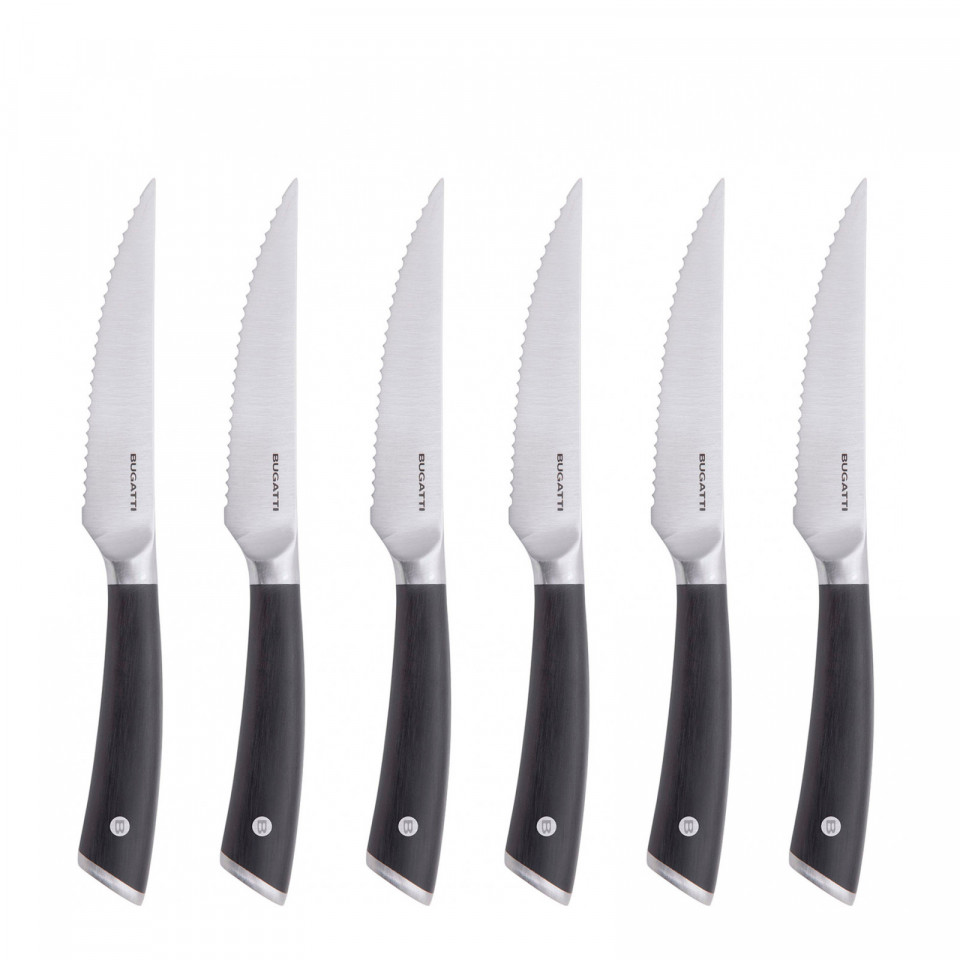 Auberge - 6-pieces steak knives with serrated blade Set in Gift box.