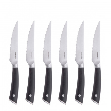 6-pieces steak knives with serrated blade Set in Gift box. - colour Steel - finish Glazed