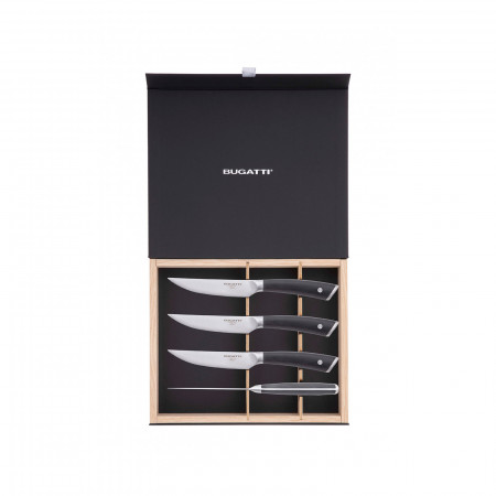 4-pieces steak knives with serrated blade Set in Gift box. - colour Steel - finish Glazed