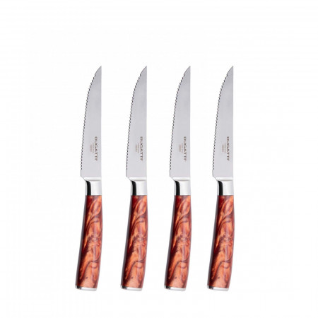 Set 4 coltelli bistecca lama seghettata in scatola regalo - colore Acciaio - finitura Satinato
