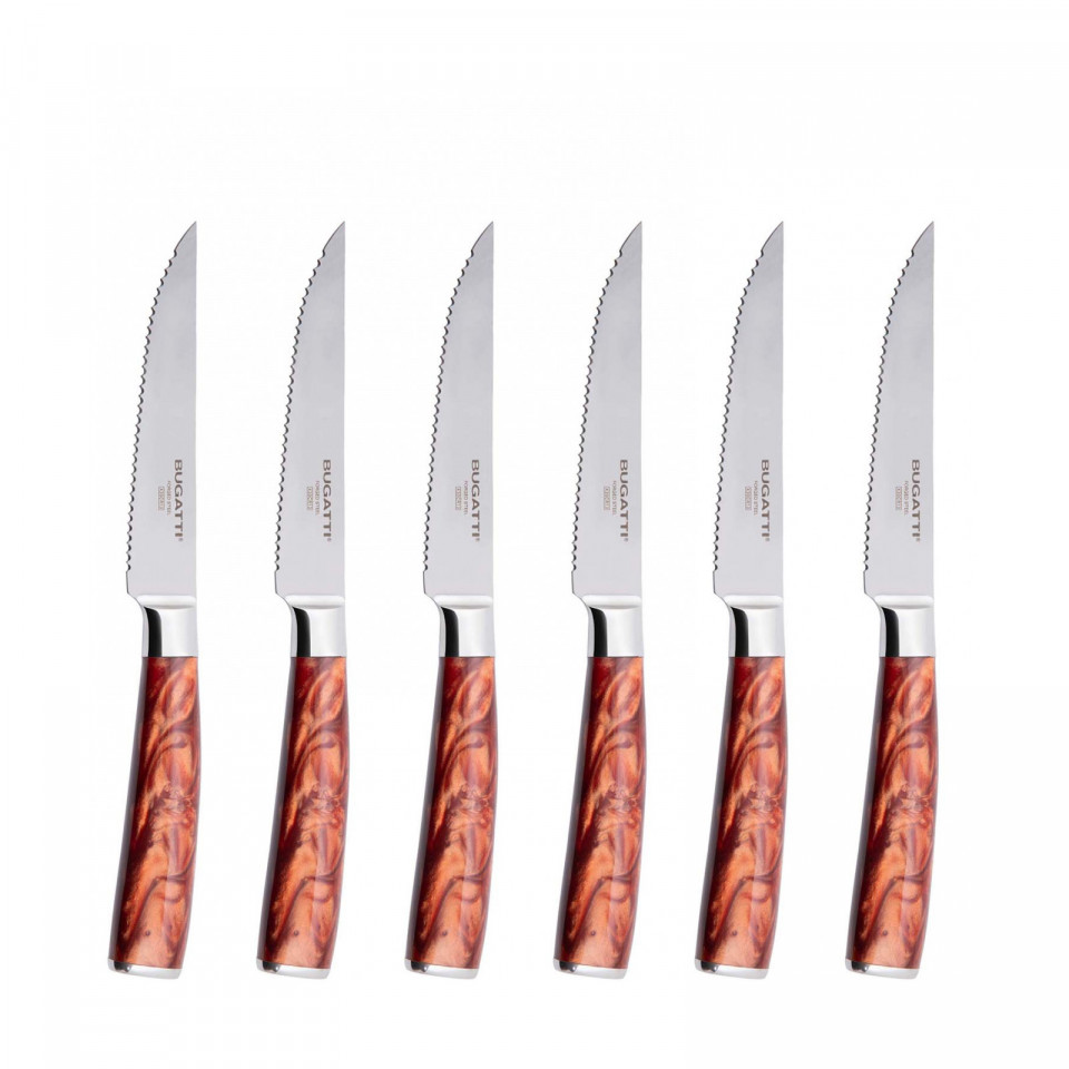 Brasserie - 6-pieces steak knives with serrated blade Set in Gift box.