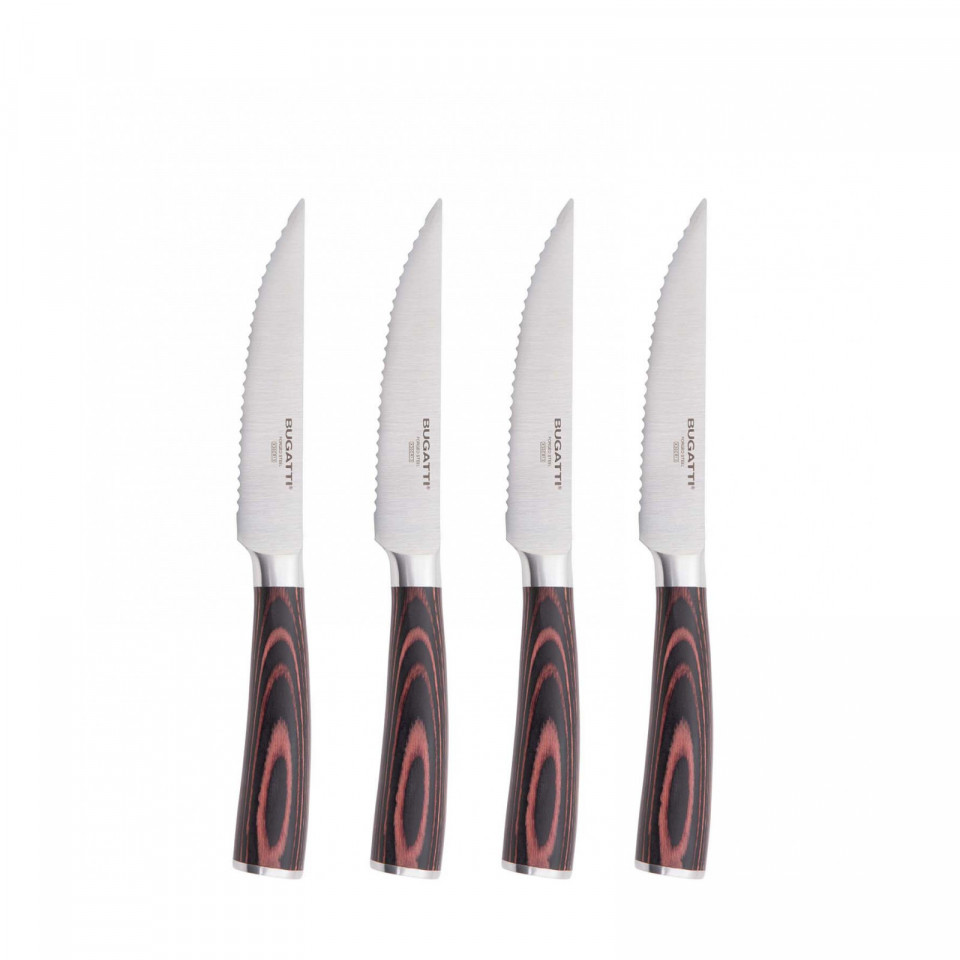 Osteria - 4-pieces steak knives with serrated blade Set in Gift box.