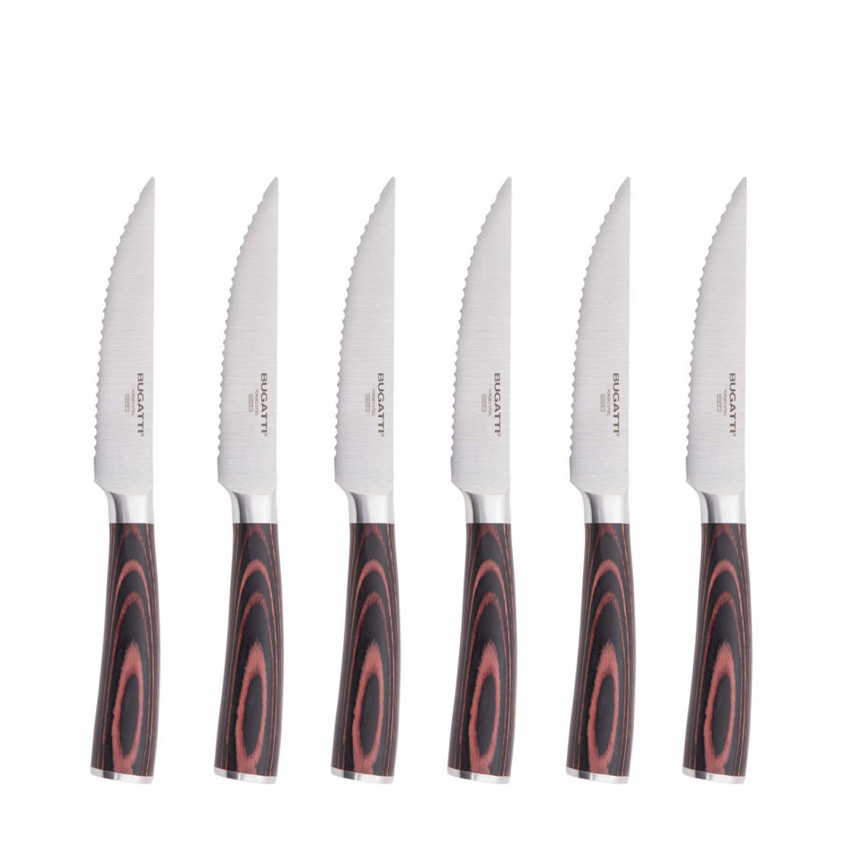 Osteria - 6-pieces steak knives with serrated blade Set in Gift box.