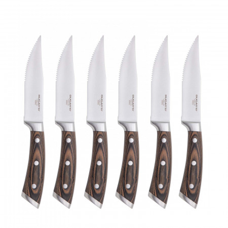 Set 6 coltelli bistecca lama seghettata in scatola regalo - colore Acciaio - finitura Satinato