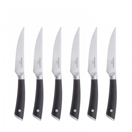 Set 6 coltelli bistecca lama seghettata in scatola regalo - colore Acciaio - finitura Satinato