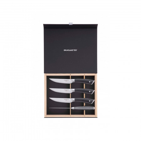Set 4 coltelli bistecca lama seghettata in scatola regalo - colore Acciaio - finitura Satinato