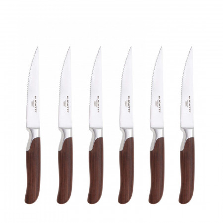 Set 6 coltelli bistecca lama seghettata in scatola regalo - colore Acciaio - finitura Satinato