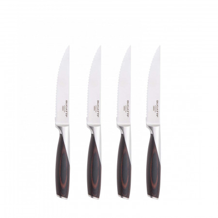 Set 4 coltelli bistecca lama seghettata in scatola regalo - colore Acciaio - finitura Satinato