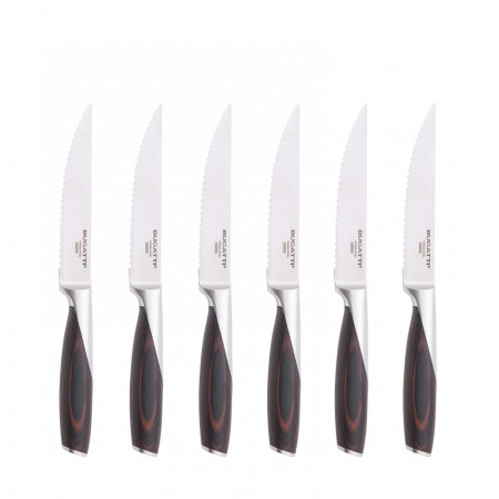 Set 6 coltelli bistecca lama seghettata in scatola regalo - colore Acciaio - finitura Satinato